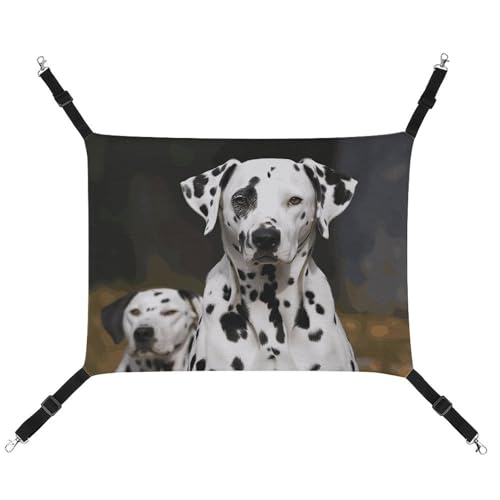 RKJVB Atmungsaktive Haustier-Hängematte mit verstellbaren Riemen, Dalmatiner-Hund, bedruckt, wendbar, Katzenbett, Hundematten für kleine Kaninchen, Frettchen, Meerschweinchen, 42 x 33 cm von RKJVB