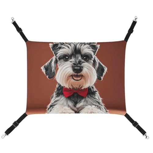 RKJVB Atmungsaktive Haustier-Hängematte mit verstellbaren Riemen, Motiv: Schnauzer-Hunde, bedruckt, wendbar, für kleine Kaninchen, Frettchen, Meerschweinchen, 42 x 33 cm von RKJVB