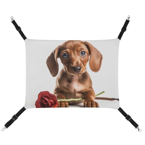 RKJVB Atmungsaktive Haustierhängematte mit verstellbaren Riemen, für Hunde mit Rose, bedruckt, wendbar, für kleine Kaninchen, Frettchen, Meerschweinchen, 42 x 33 cm von RKJVB