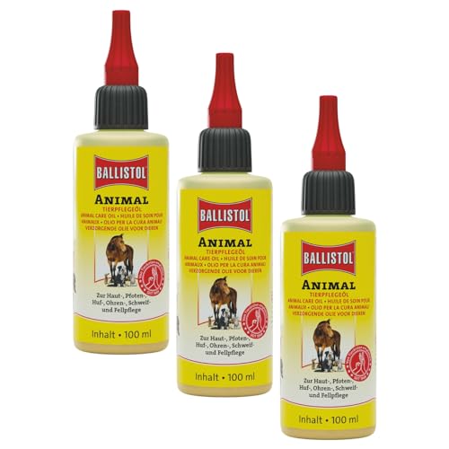 RL24 Ballistol - Tierpflegeöl Animal | Tieröl mit Tiefenwirkung | sanfte Pflege für Pferde, Hunde & Co. | ideale Schweif-, Fell- & Hufpflege | für Heim-, Hof- & Haustiere | 3 x 100 ml (3er Set) von RL24