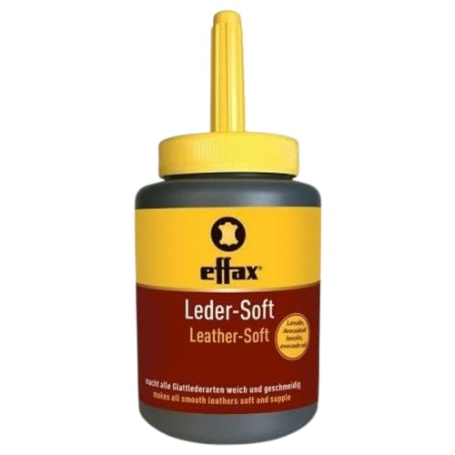 RL24 Effax - Leder-Soft mit Pinsel | Lederöl mit Bienenwachs, Lanolin & Avocadoöl | Lederfett für alle Glattleder | pflegt das Leder & schützt vor Feuchtigkeit | Lederpflege | 1 x 475 ml Flasche von RL24