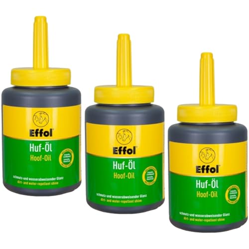 RL24 - Huf-Öl | schmutzabweisendes Huffett mit Pinsel | für brillanten Glanz | besteht aus Lanolin und Lorbeeröl | Hufpflege für Pferde | 3 x 475 ml Pinselflasche (3er Set) von RL24