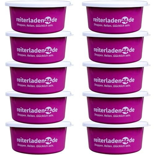 RL24 - Leckerlischale | Müslischale mit Deckel für Pferde | Futterschale zur Aufbewahrung von Leckerli & Pferdefutter | Leckerli-Dose in Pink | 10 Schalen á 2l (10er Set) | Pferdezubehör von RL24