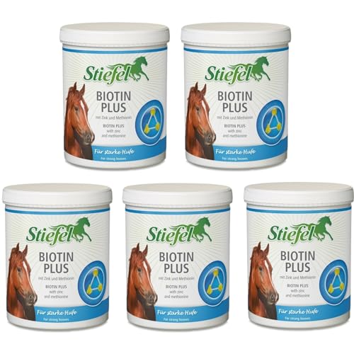 RL24 Stiefel - Biotin Plus Pellet f. Starke Hufe & Hornwachstum | Ergänzungsfuttermittel m. 3-Fach Formel aus Biotin, Methionin & Zink | Positive Wirkung auf Haut & Fell | 5 x 1000 g Dose (5er Set) von RL24