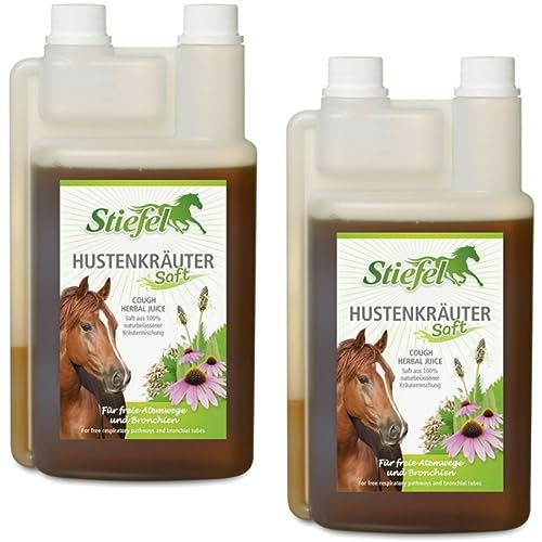 RL24 Stiefel - Hustenkräutersaft | Hustensaft für Pferde | 100% naturbelassen | Kräutermischung mit Spitzwegerich, Brennnessel, Salbei & u.v.m. | ohne Zuckerzusatz | 2 x 1000 ml Flasche (2er Set) von RL24