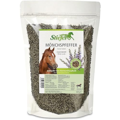RL24 Stiefel - Mönchspfeffer für Pferde | Ergänzungsfuttermittel aus ganzen Samen | für den Zyklus & Hormonhaushalt von Pferden | ideal bei Cushing | 1 x 500 g Tüte von RL24