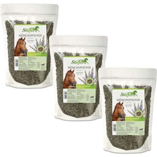 RL24 Stiefel - Mönchspfeffer für Pferde | Ergänzungsfuttermittel aus ganzen Samen | für den Zyklus & Hormonhaushalt von Pferden | ideal bei Cushing | 3 x 500 g Tüte (3er Set) von RL24