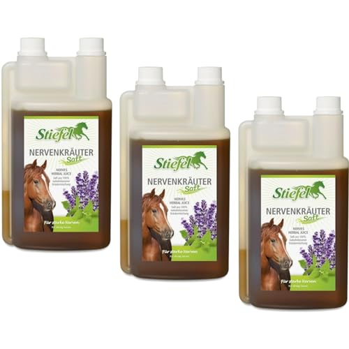 RL24 Stiefel - Nervenkräutersaft für Starke Nerven | Kräutersaft mit Lavendel | Ergänzungsfuttermittel für nervöse & gestresste Pferde | Pferde Zusatzfutter | 3 x 1000 ml Flasche (3er Set) von RL24