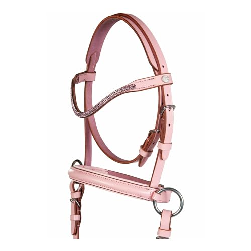 RL24 - Trensenzaum gebisslos für Holzpferde Funny Horses von HKM | Trense aus Echtleder in rosa | Zaumzeug für Holzpferd mit Zügel | Pferdespielzeug für Kinder | Holzpferd Zubehör für Minishetty von RL24