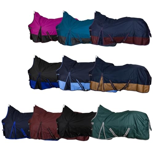 RL24 - Weidedecke High Neck Basicline 600D – Regendecke & Übergangsdecke – wasserdichte Outdoordecke mit Kreuzbegurtung – Pferdedecke in Schwarz/Rot – Größe 85cm (Polarfleecefutter) von RL24