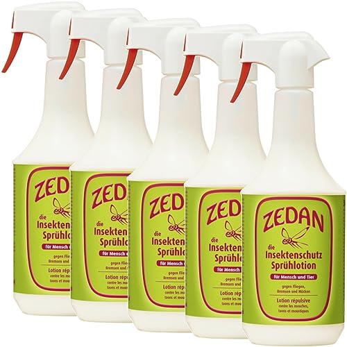 RL24 Zedan SP - Insektenschutz Sprühlotion | gegen Bremsen, Fliegen & Mücken | Fliegenspray Pferd & Reiter | Fliegenschutz mit Geraniol & Zedernholzöl | 5 x 1000 ml Spray (5er Set) von RL24