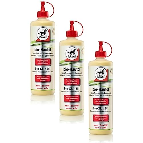 RL24 leovet - Bio-Hautöl für Pferde | Hautpflege bei Juckreiz, Sommerekzem & trockener Haut | Pflegelotion für Kräftigung der Haut | Hautlotion mit Bio-Schwefelfluid | 3 x 500 ml (3er Set) von RL24