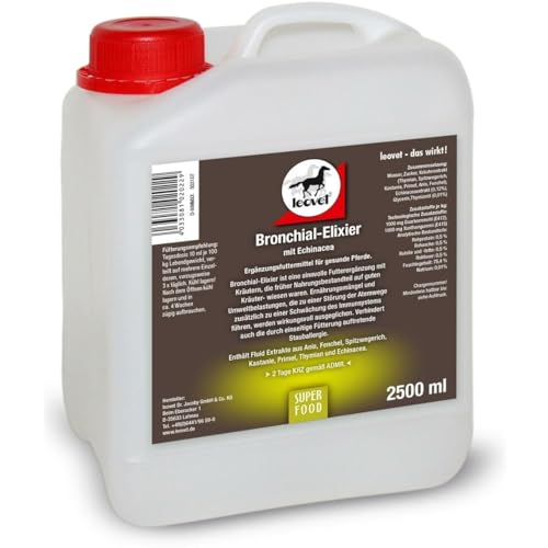 RL24 leovet - Bronchial Elixier | Ergänzungsfuttermittel für Pferde | mit Anis & Echinacea | wohltuende Wirkung auf Bronchien & Atemwege | Kräuter-Saft für Pferde | 1 x 2500 ml Flasche von RL24