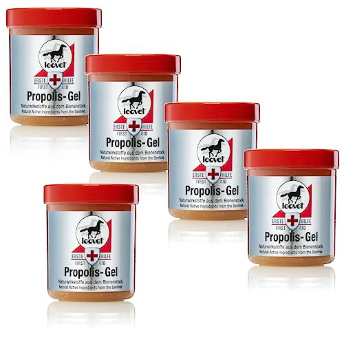 RL24 leovet - Erste Hilfe Propolis Gel für Pferde | Pferdebalsam m. ätherischen Ölen | unterstützt Wundheilung | antibakterielle Wundsalbe | Pferdesalbe b. Ekzemen & Rissen | 5 x 350 ml (5er Set) von leovet