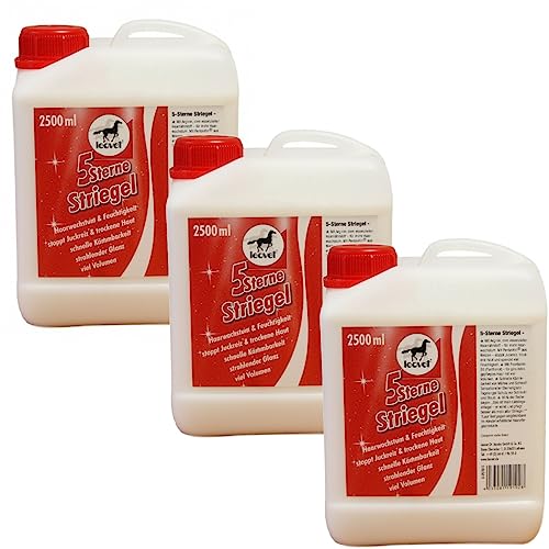 RL24 leovet - 5-Sterne Striegel | Mähnenspray für Pferde | Schweifspray für Glanz & leichte Kämmbarkeit | stoppt Juckreiz & trockene Haut | Schutz vor Schmutz | 3 x 2500 ml Kanister (3er Set) von RL24