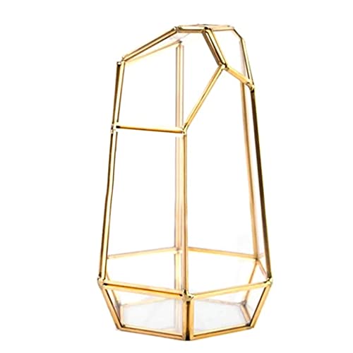 Geometrische Vintage-Schmuckschatulle aus Glas Terrarium-Behälter Desktop-Pflanzgefäß für Sukkulenten Farnmoos Luftpflanzen Halter im Freien (Farbe: Gold Größe: Einheitsgröße) von RLUYFGGTLNHGT