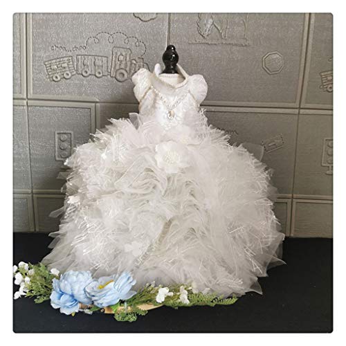 Handgefertigte Kleidung Hund Hochzeitskleid Märchen Klassisches weißes Spitzen-Ballkleid Kapelle Zug Haustiere Trailing (Größe: X-Large) (XS) von RLUYFGGTLNHGT