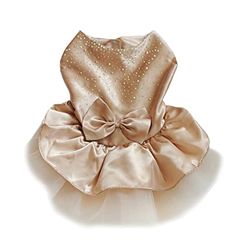 Haustier Hund Welpe Hochzeit Spitzenkleid Schleife Gaze Tutu Rock Katzen Pailletten Prinzessin Kleidung Bekleidung (Farbe: Gold Größe: XL) (Gold L) von RLUYFGGTLNHGT