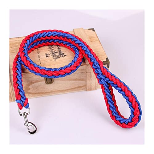 RLVYTA Hundeleine 1,2 m Lange Handgestrickte Leine für große Hunde, Nylonseil, Eisenschnalle, Zugseil für Haustiere Verstellbare Führleine(Red Blue,XL) von RLVYTA