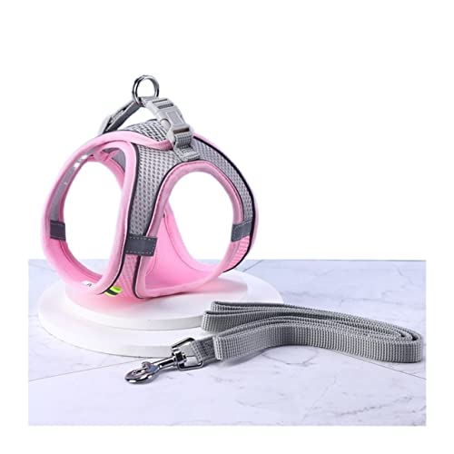 RLVYTA Hundeleine Hundegeschirr-Leine-Set, verstellbar, Welpen-Katzengeschirr, Weste, Outdoor-Laufleine Verstellbare Führleine(Pink,M) von RLVYTA