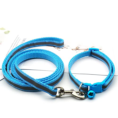 RLVYTA Hundeleine Reflektierende Haustierleine, Kätzchen und Hundehalsband, verstellbares Laufseil-Set, Haustierzubehör Verstellbare Führleine(Lake Blue) von RLVYTA