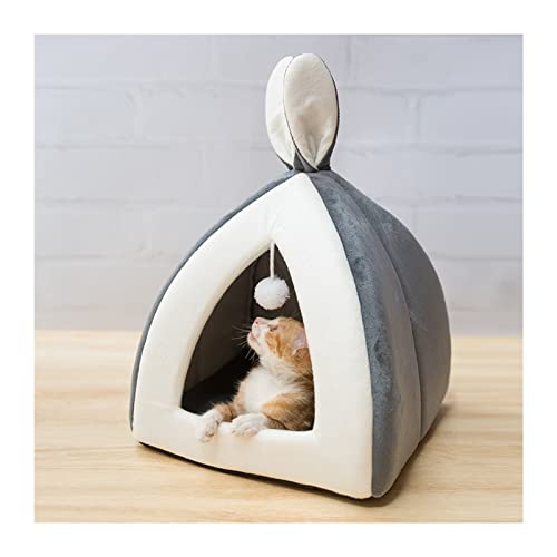 RLVYTA Hundematte 1pc Hot Pet Cat Bed Indoor Kitten House Warm Small for Dogs Nest Collapsible Cats Cave Katzenbett(Gray) von RLVYTA