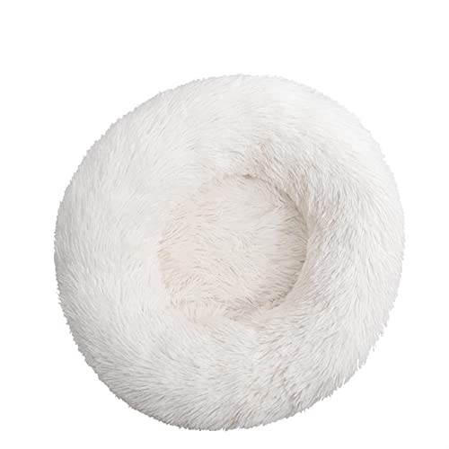 RLVYTA Hundematte Donut Hundebett für kleine Hunde, mittelgroß & Großes, Anti-Angst-Hundebett, weiches, Flauschiges, beruhigendes Katzenbett Katzenbett(White,120cm-47.2inch) von RLVYTA