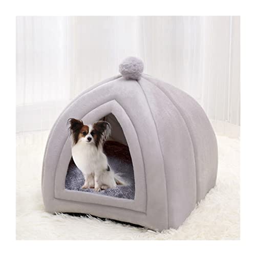 RLVYTA Hundematte Hundekatzenbett Warmes Bett für Katzen Anti-Rutsch-Bett für Pomeranian Chihuahua Plüsch-Haustierbett Katzenbett(Gray with Flowers,L) von RLVYTA