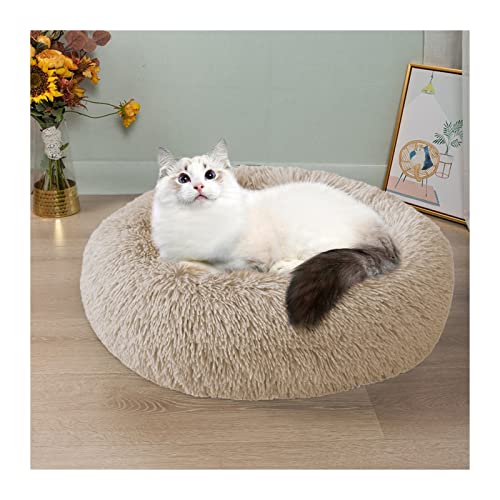 RLVYTA Hundematte Hundekissenbett Haustiersofa für Katzenhundehausbett Runde Katze Winter warmes Bett Haustierbetten Katzenbett(Nest-Coffee Color,100cm) von RLVYTA