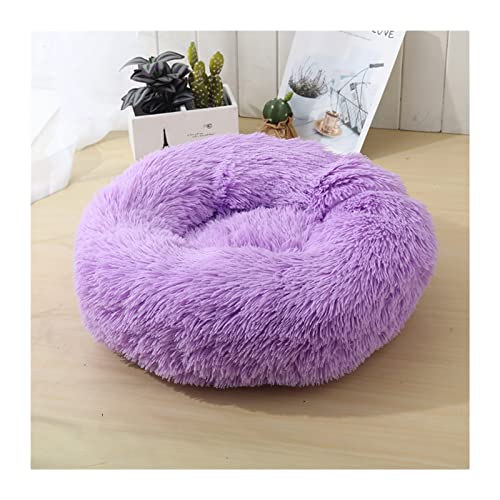 RLVYTA Hundematte Katzenbett Hundebett Haus Zwinger Haustiermatten Weiche Lange Plüschmatte Haustier Warmes Korbkissen Katzenhaus Katzenbett(Purple,S 50cm) von RLVYTA