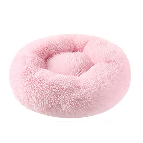 RLVYTA Hundematte Luxuriöses weiches Plüsch-Hundebett, runde Form, Schlafsack, Zwinger, Katze, Welpe, Schlafsofa, Haustierhaus Katzenbett(Sweet pink,XXL Diameter 100cm) von RLVYTA