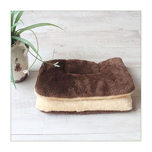 RLVYTA Hundematte Verdickte Haustier-Katzenbett-Matte Hundebett Weiches Fleece-Pad Decke Kissen Pad Home 6 Größen Katzenbett(Brown,XXL 76x52cm) von RLVYTA