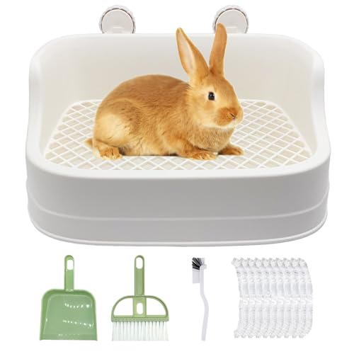 RMNHPTK Kaninchentoilette Haustier Töpfchen Kleintier Mülleimer Box Meerschweinchen Katzentoilette Kaninchen Training Toilette für Kaninchen Meerschweinchen Chinchillas (Weiß) von RMNHPTK