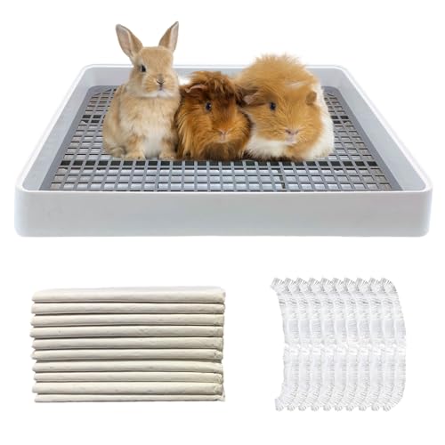 RMNHPTK Meerschweinchenklo Meerschweinchen Trainingspfanne mit Gitter Kaninchen Katzentoilette Kleintiere Töpfchen Tablett für Meerschweinchen Chinchillas Ratten Zwergkaninchen Frettchen Igel von RMNHPTK