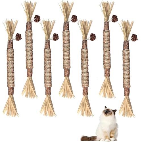 RNXSIB 7 Stück Katzenminze Sticks, Zahnreinigende Knabberstangen, Zahnreinigende Knabberstangen Katze, Katzenminze Stick für Katzen Zahnpflege von RNXSIB