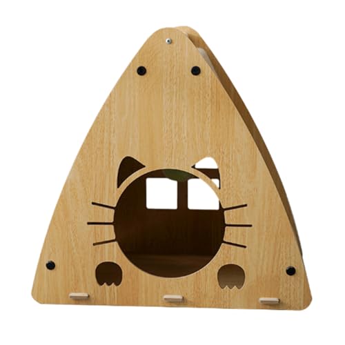 Katzenhaus aus Karton | 3-in-1 Mehrzweck-Katzenhaus aus Karton für Indoor-Katzen mit Plüschball-Spielzeug | Verdicktes Katzenbett, langlebiges Katzenhaus für Indoor-Katzen, Kätzchen, Schutz von Möbeln von ROCKIA