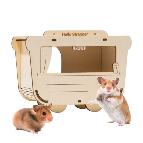 Niedliche Hamsterhütte – Kreative geschnitzte Einsteck- und Zapfenhütte für Hamster | Tischdekoration für Wohnzimmer, Balkon, Spielzimmer, Kinderzimmer, Arbeitszimmer Rockia von ROCKIA