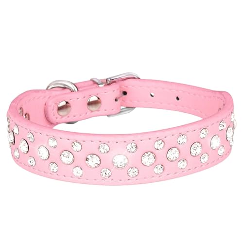 Welpenhalsband, dreireihiges Hundehalsband aus PU-Leder, Strass-Hundehalsband, verstellbare Kristall-Hunde-/Katzenhalsbänder, kleine Haustier-Halskette, Diamant-Halsband, für große, mittelgroße und von ROCKIA