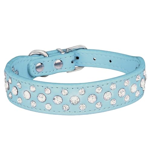 Welpenhalsband, dreireihiges Hundehalsband aus PU-Leder, Strass-Hundehalsband, verstellbare Kristall-Hunde-/Katzenhalsbänder, kleine Haustier-Halskette, Diamant-Halsband, für große, mittelgroße und von ROCKIA