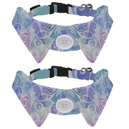 2 Packungen Dreamy Swirls Hundehalsband mit Fliege, Hemd-Stil Fliege, verstellbares Katzenhalsband für kleine Hunde, Welpen, Katzen, Kaninchen von RODAILYCAY