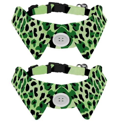 2 Packungen Grünes Leopardenmuster Hundehalsband mit Fliege, Hemd-Stil, Haustier-Fliege, verstellbares Katzenhalsband für kleine Hunde, Welpen, Katzen, Kaninchen 2 Packungen Grünes Leopardenmuster Hundehalsband mit Fliege, Hemd-Stil, Haustier-Fliege, verstellbares Katzenhalsband für kleine Hunde, Welpen, Katzen, Kaninchen von RODAILYCAY