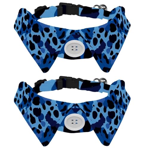 2 Packungen Katzenhalsband, blauer Leopard, Hemd-Stil, Fliege, verstellbares Hundehalsband mit Fliege für kleine Hunde, Welpen, Katzen, Kaninchen 2 Packungen Katzenhalsband, blauer Leopard, Hemd-Stil, Fliege, verstellbares Hundehalsband mit Fliege für kleine Hunde, Welpen, Katzen, Kaninchen von RODAILYCAY