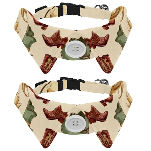 2 Packungen Vintage-Cowboystiefel-Kappen-Muster, Welpenhalsband, Urlaubs-Hunde-Fliege, verstellbare Katzen-Fliege, Halsband für kleine, mittelgroße Hunde, Katzen, Haustiere, Kaninchen, 2 Packungen 2 Packungen Vintage-Cowboystiefel-Kappen-Muster, Welpenhalsband, Urlaubs-Hunde-Fliege, verstellbare Katzen-Fliege, Halsband für kleine, mittelgroße Hunde, Katzen, Haustiere, Kaninchen, 2 Packungen von RODAILYCAY