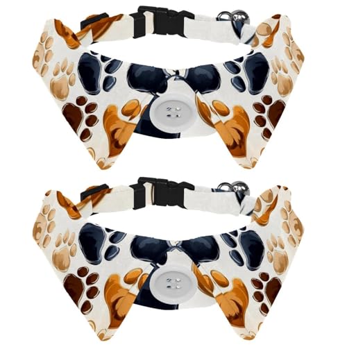 2 Stück Welpenhalsbänder, Hundepfotenabdruck, Katzen-Fliege mit Schnalle für kleine, mittelgroße Hunde, Halsband-Shirts für Haustier-Fliegen, Halsumfang 28,4–31 cm 2 Stück Welpenhalsbänder, Hundepfotenabdruck, Katzen-Fliege mit Schnalle für kleine, mittelgroße Hunde, Halsband-Shirts für Haustier-Fliegen, Halsumfang 28,4–31 cm von RODAILYCAY