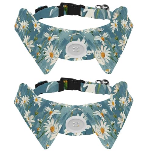 2 Stück Welpenhalsbänder mit Fliege, weißes Gänseblümchen, blauer Hintergrund, verstellbare Smoking, Revers, Katzen-Fliege, elegantes Haustierhalsband für kleine, mittelgroße Hunde und Katzen 2 Stück Welpenhalsbänder mit Fliege, weißes Gänseblümchen, blauer Hintergrund, verstellbare Smoking, Revers, Katzen-Fliege, elegantes Haustierhalsband für kleine, mittelgroße Hunde und Katzen von RODAILYCAY