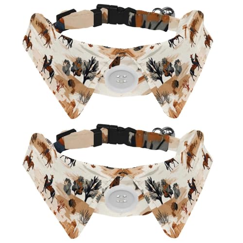 2 Stück kleines Hundehalsband mit Fliege, Vintage, wilde Western-Cowboys, Berglandschaft, verstellbares Welpenhalsband, Haustier-Smoking-Fliegen für Katzen, Hunde, Kaninchen 2 Stück kleines Hundehalsband mit Fliege, Vintage, wilde Western-Cowboys, Berglandschaft, verstellbares Welpenhalsband, Haustier-Smoking-Fliegen für Katzen, Hunde, Kaninchen von RODAILYCAY