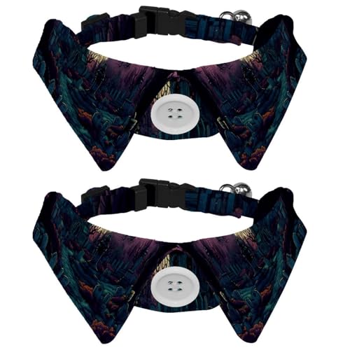 2 x Halloween-Friedhofs-Hundehalsband, verstellbares Katzenhalsband mit Fliegen, niedliche Haustier-Fliege für mittelgroße Hunde, Katzen, Welpen 2 x Halloween-Friedhofs-Hundehalsband, verstellbares Katzenhalsband mit Fliegen, niedliche Haustier-Fliege für mittelgroße Hunde, Katzen, Welpen von RODAILYCAY
