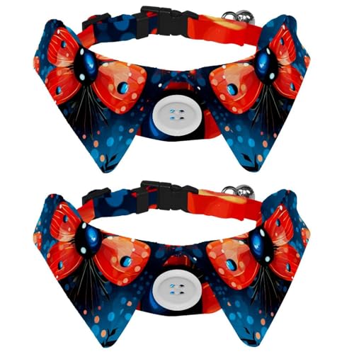 2 x Katzenhalsband, Marienkäfer, Hemd-Stil, Fliege, verstellbares Hundehalsband mit Fliege für kleine Hunde, Welpen, Katzen, Kaninchen 2 x Katzenhalsband, Marienkäfer, Hemd-Stil, Fliege, verstellbares Hundehalsband mit Fliege für kleine Hunde, Welpen, Katzen, Kaninchen von RODAILYCAY