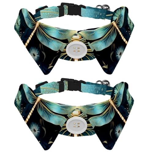 2 x Libellen-Hundehalsbänder mit Fliege und Glöckchen, verstellbare Katzenfliege, Halsband für kleine, mittelgroße Jungen und Mädchen, Haustiere, Welpen, Kätzchen 2 x Libellen-Hundehalsbänder mit Fliege und Glöckchen, verstellbare Katzenfliege, Halsband für kleine, mittelgroße Jungen und Mädchen, Haustiere, Welpen, Kätzchen von RODAILYCAY