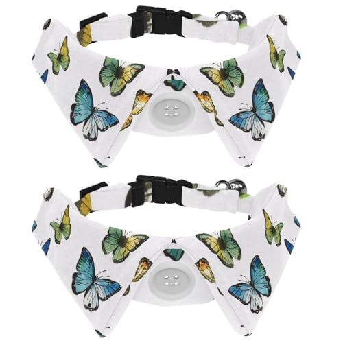 2 x Schmetterlings-Hundehalsband, nahtlos, weißer Hintergrund, verstellbare Haustier-Halsbänder mit Fliege, niedlicher Katzenring für kleine, mittelgroße Jungen, Mädchen, Katzen, Hunde, Welpen 2 x Schmetterlings-Hundehalsband, nahtlos, weißer Hintergrund, verstellbare Haustier-Halsbänder mit Fliege, niedlicher Katzenring für kleine, mittelgroße Jungen, Mädchen, Katzen, Hunde, Welpen von RODAILYCAY